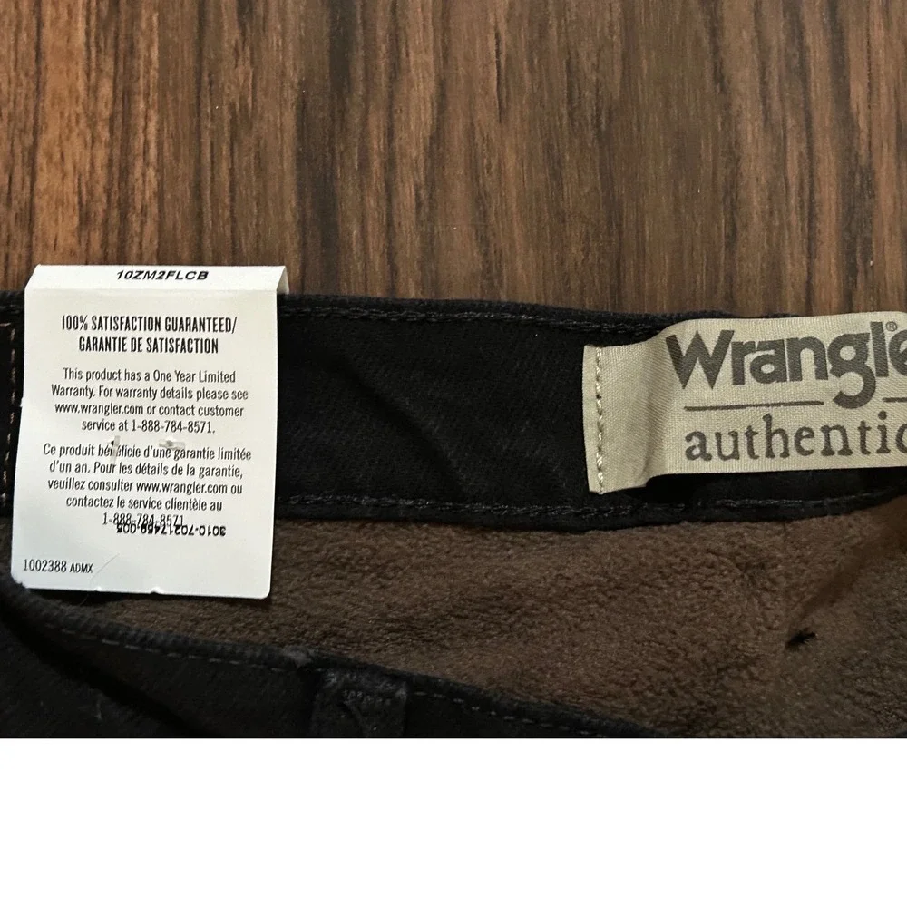 Wrangler‎ Authentics Mens Fleece Lined Jeans Black Straight Leg 34x32 10ZM2FLCB